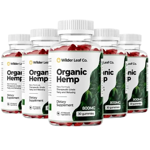 Five bottles of Wilder Leaf Organic Hemp Gummies